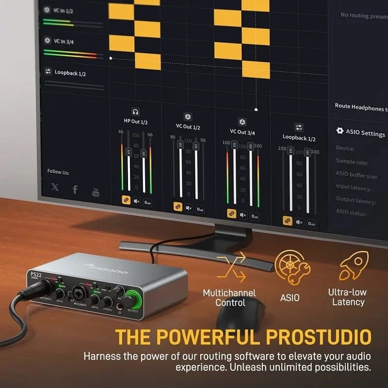 Maono PS22 Ses Kayıt ve Müzik Prodüksiyonu için 2x2 Ses Kartı