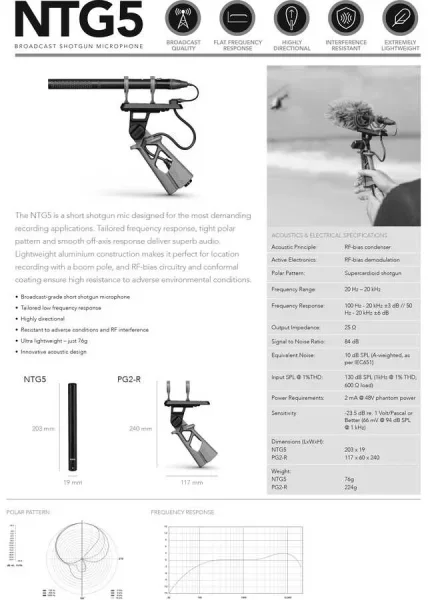 NTG5 | Highend, Ultra-Hafif Shotgun Mikrofon Kiti