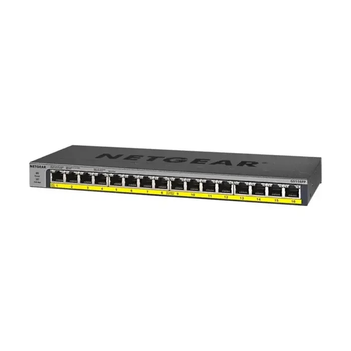 NETGEAR GS116PP – 16-Port Gigabit Ethernet Unmanaged Switch W/POE/POE+
