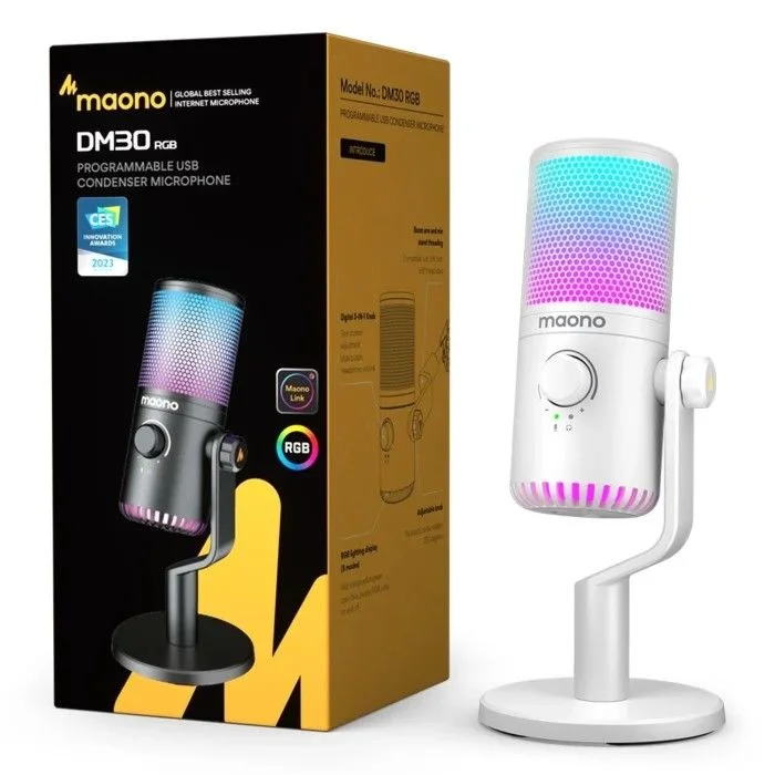MAONO DM30RGB USB Oyun Mikrofonu (Beyaz)
