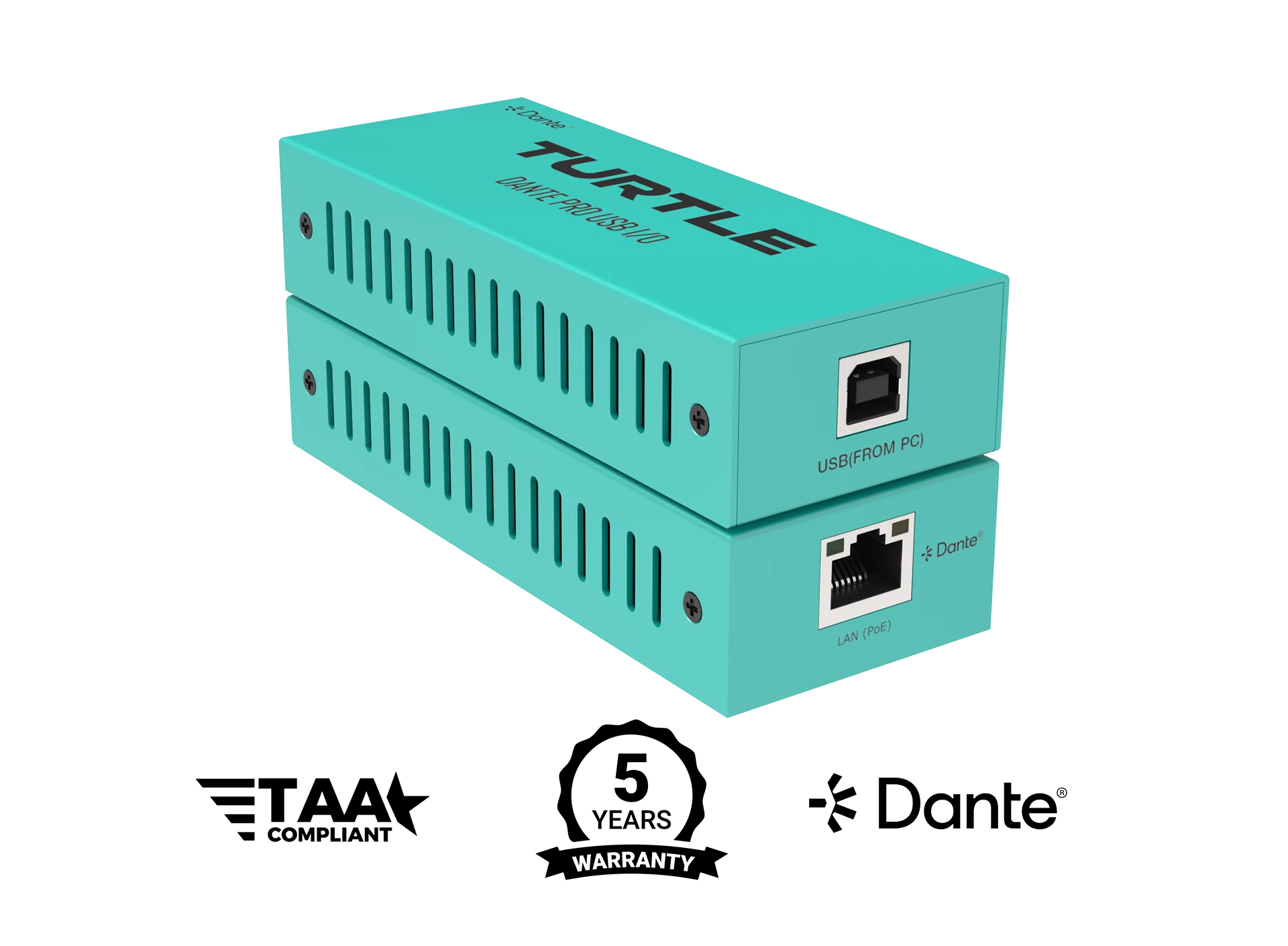 Turtle TAV-D2USB-PRO Dante Pro Dual Channel USB-C I/O Adapter