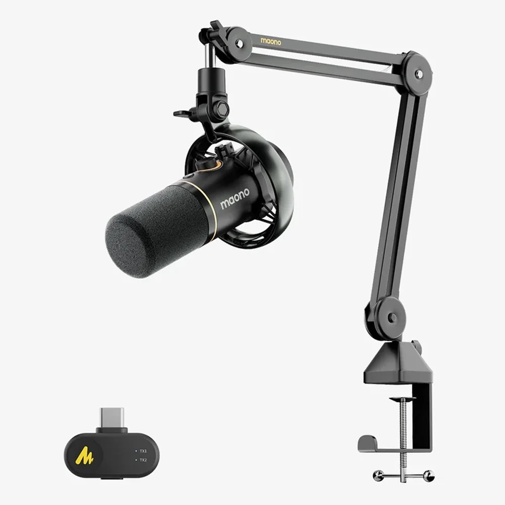 MAONO PD200W Hibrit Podcast Mikrofonu (Masa Tipi Boom Kol Stand Dahil)