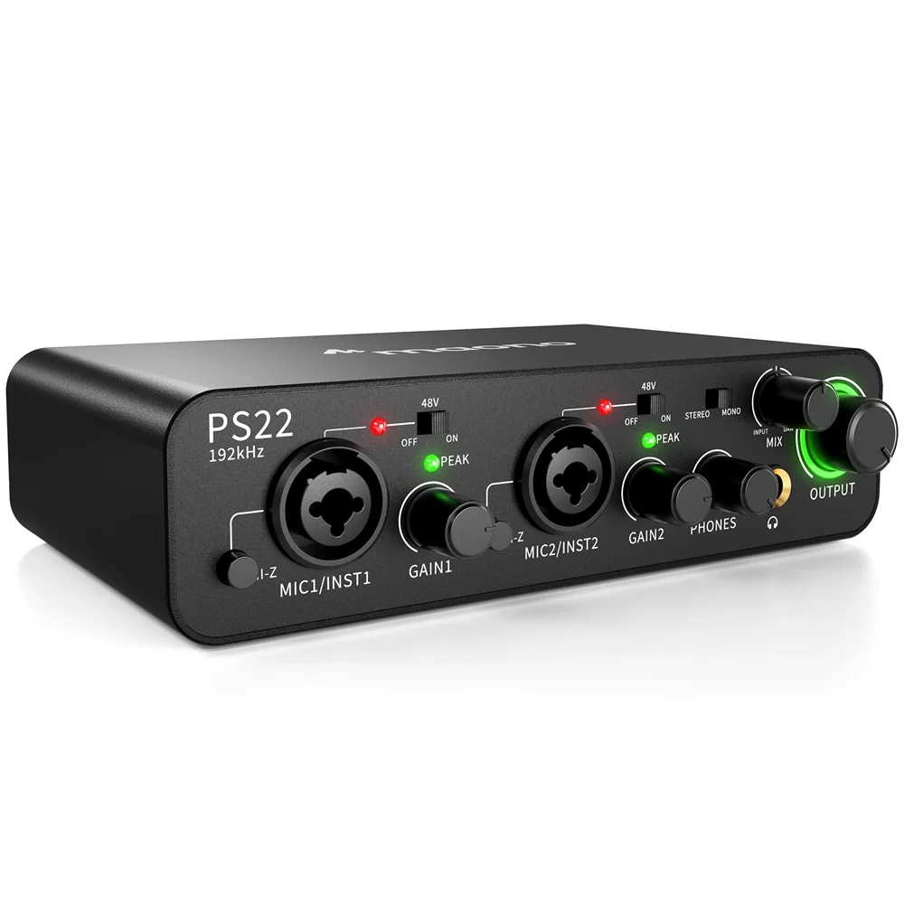 MAONO PS22 Kayıt, Müzik Prodüksiyonu ve Gitar için Ses Mikseri(Siyah)
