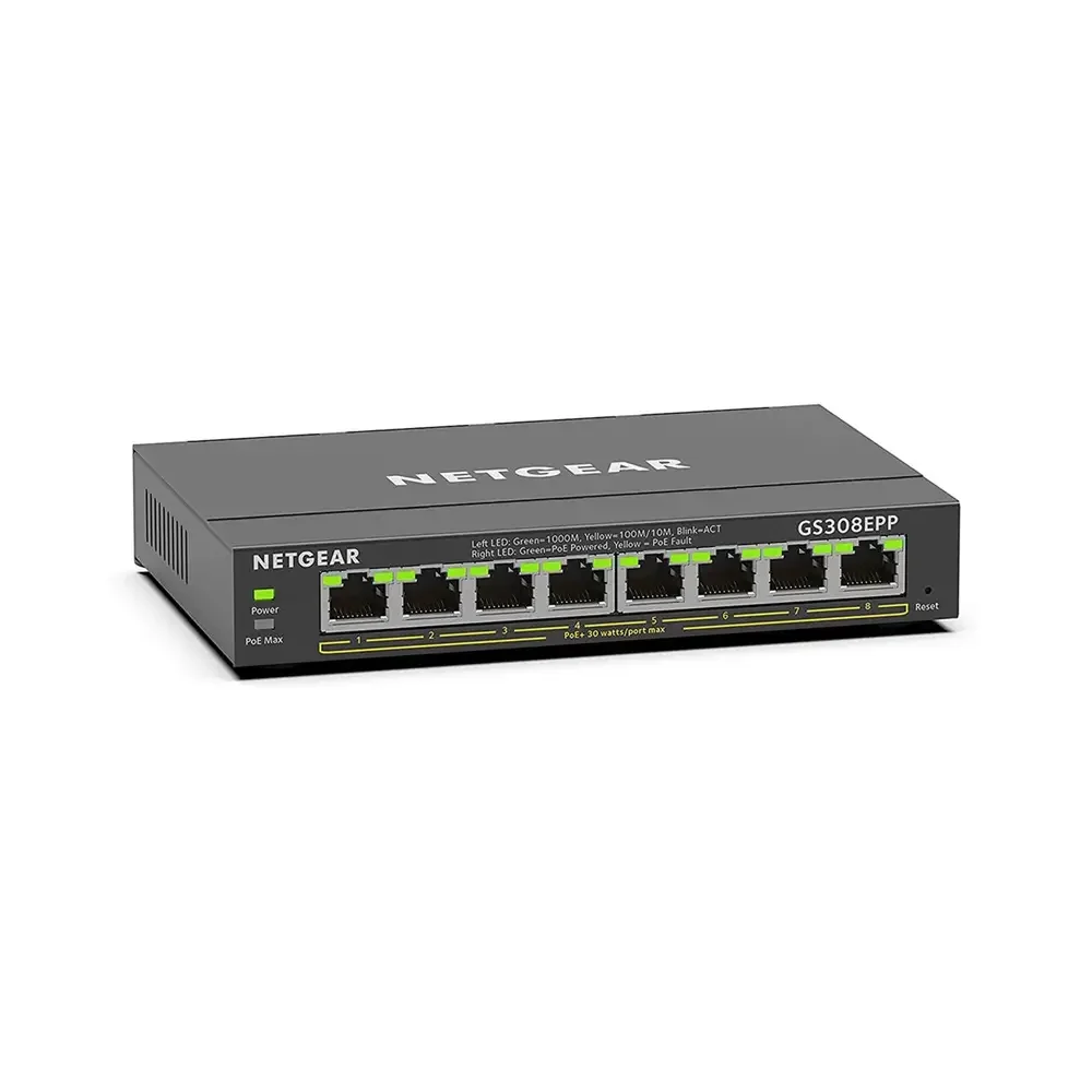 NETGEAR GS308EPP – 8PT GE Smart Switch W/ HI-PWR POE+