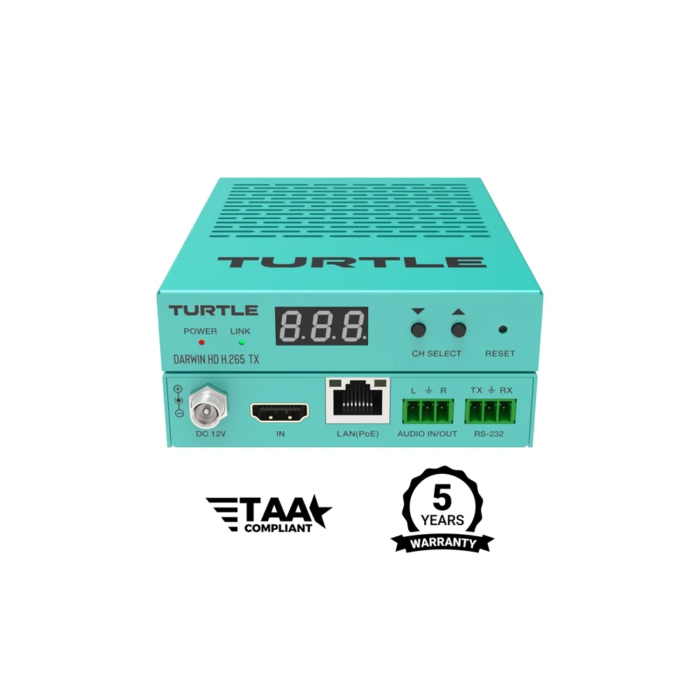 Turtle DARWIN HD H.265 TX; HDMI 1080p60 4:4:4 AV over IP Transmitter
