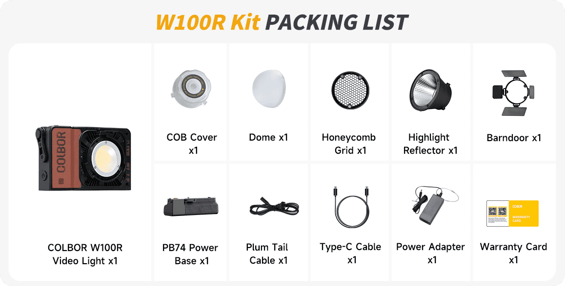COLBOR W100R kit package list
