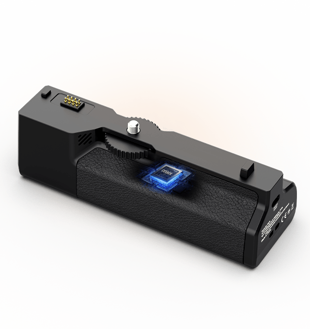 COLBOR Wonder Kit includes a COLBOR PB74 battery base, which has a screw for mounting the light and pogopin for managing the power supply.