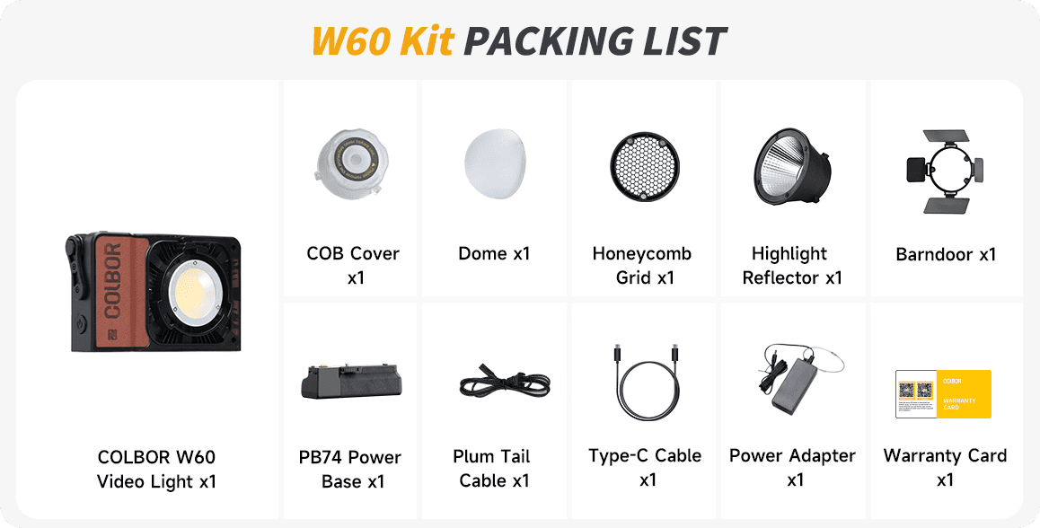 COLBOR W60 kit package list